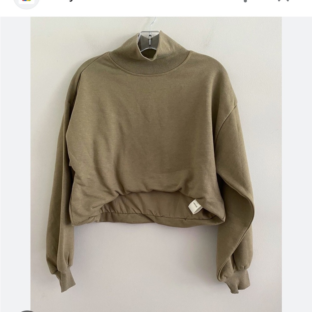 Pilcro Olive Funnel-Neck Sweater